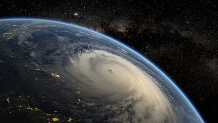Wall Mural - satellite view of the eye of the tropical storm.3d render.