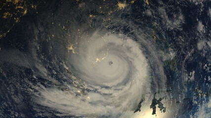 Wall Mural - satellite view of the eye of the tropical storm.3d render.