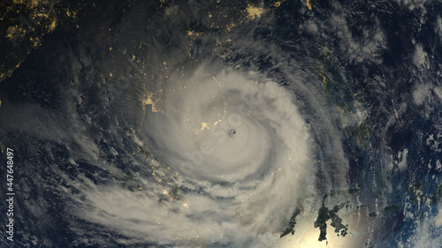 Satellite view of the eye of the tropical storm.3d render.