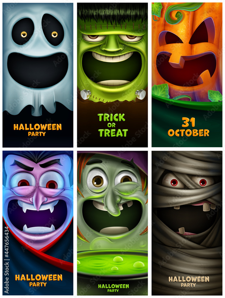 halloween monsters set Stock Vector | Adobe Stock