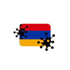 Wall Mural - Armenia hit by Coronavirus. Covid-19 impact nationwide. Virus attack on Armenia flag concept illustration on white background 
