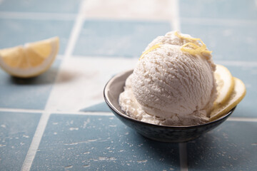 Wall Mural - Yummy lemon ice cream scoop