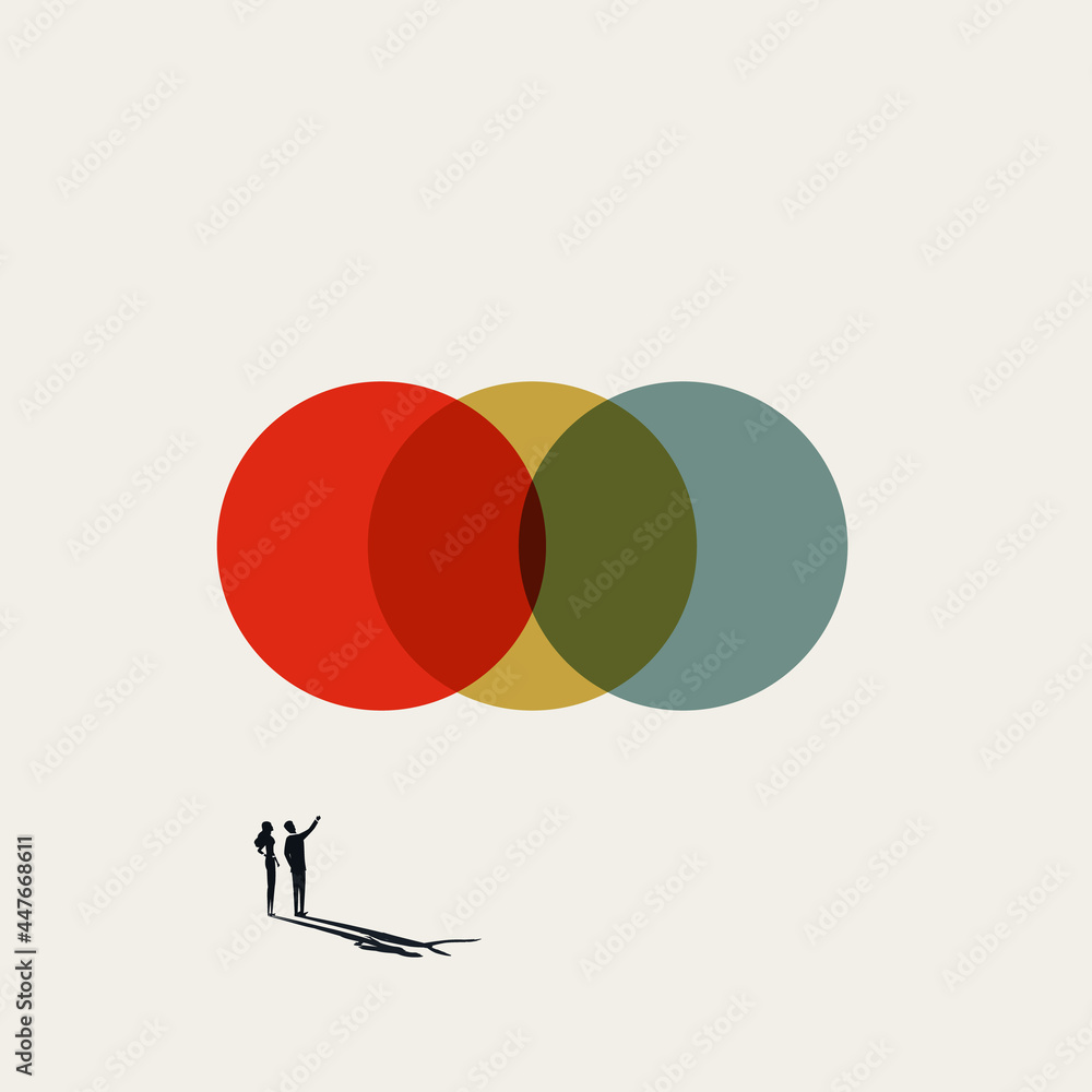 Business synergy and teamwork abstract vector concept. Symbol of success, cooperation. Minimal illustration. - obrazy, fototapety, plakaty 