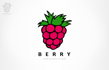 Poster - Raspberries logo vector. Berry logo design.