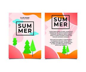 Wall Mural - set of summer background or poster design template. summer sale promo background.