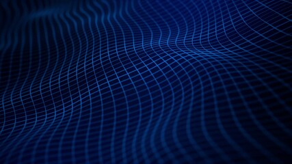 Seamless loop abstract neon background. Dynamic wave with many dots. Abstract motion background of dots. 3d rendering.