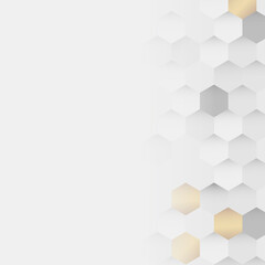 Wall Mural - white and gold hexagon pattern background vector