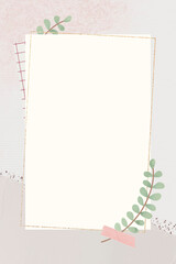 Wall Mural - Leafy gold frame on beige background vector