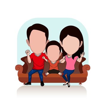 a family sitting together on the sofa