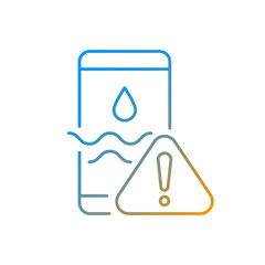 Sticker - Water damage gradient linear vector icon. Fix liquid damaged mobile phone. Drop smartphone into water. Thin line color symbols. Modern style pictogram. Vector isolated outline drawing