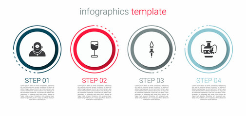 Poster - Set Cyclops, Wine glass, Torch flame and Broken amphorae. Business infographic template. Vector