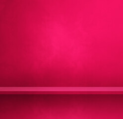 Sticker - Empty shelf on a pink wall. Background template. Square banner