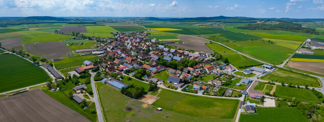 Wall Mural - Aerial view of the village Herbolzheim in Germany. On a sunny morning in spring.