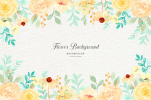 Yellow Floral Background With Watercolor