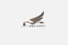 Black White Stork Logo Template Illustration , Icon Sign Clip Art Vector