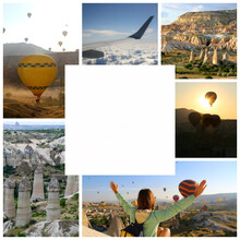Photo Collage Of Travel Images In Cappadocia Turkey.