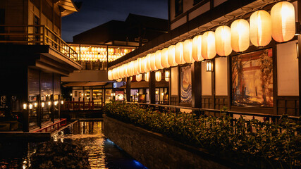 Wall Mural - Japanese style house. Waterfront house. Construction looks peaceful.