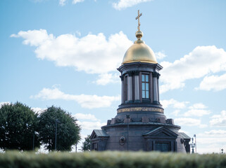 Wall Mural - In memory of the demolished Trinity-Petrovsky Cathedral, a chapel of the Life-Giving Trinity was built.