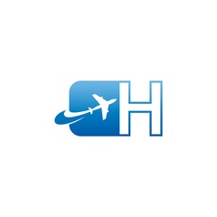 Wall Mural - Letter H with plane logo icon design vector