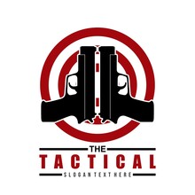 Gun Shoot Logo Brand Design Vector