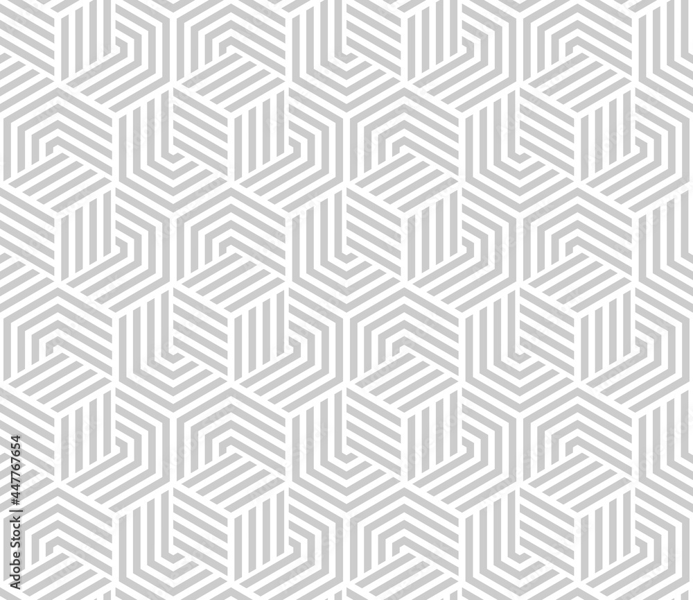 Abstract geometric pattern with stripes, lines. Seamless vector background. White and gray ornament. Simple lattice graphic design. - obrazy, fototapety, plakaty 