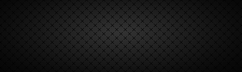 Wall Mural - black abstract header. vector metal pattern. simply mosaic banner with evenly stacked crosses