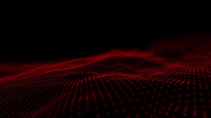 Wall Mural - animation of undulating glowing red dot landscape on black background