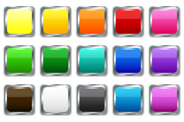 Wall Mural - plastic colored buttons in modern style. blank shiny colored buttons. banner web buttons. vector ill