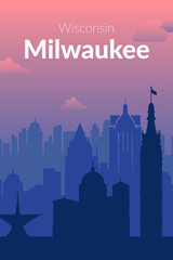 Wall Mural - Milwaukee, USA famous city scape view background.