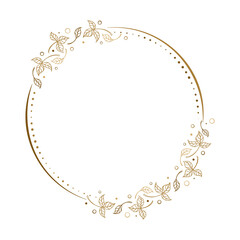 Wall Mural - vector round dotted frame. autumn leaves decoration