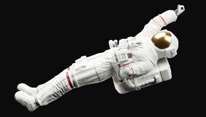 Wall Mural - astronaut posing like space parson in-universe 3d render   with black background