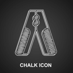 Sticker - Chalk Car battery jumper power cable icon isolated on black background. Vector