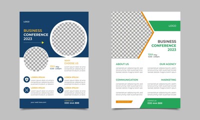 Business Conference magazine flyer design layout template. 2023 Conference Flyer Design.vector illustration.