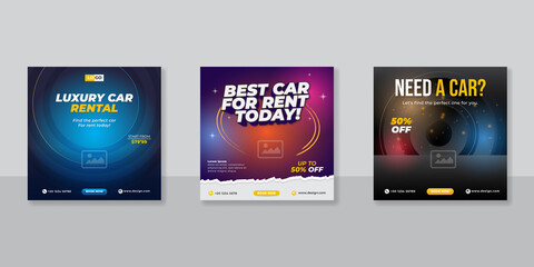 Rent a car banner for social media post template