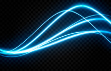 Vector Glowing Light Lines. Neon Light, Electric Light, Light Effect Png. Blue Line Png, Magical Glow, Shine.