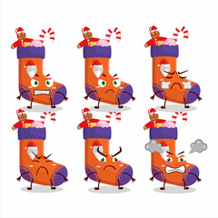 Poster - Christmas socks with gift cartoon character with various angry expressions