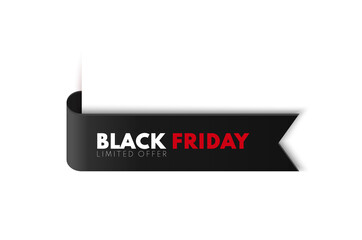 Canvas Print - Black Friday Sale Banner with a black price tag isolated on white background. Vector advertising banner