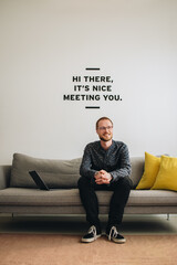 Wall Mural - Confident businessman in lobby