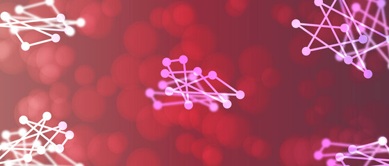 Wall Mural - abstract neural network red bokeh blurred background