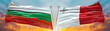 Bulgaria Flag and Malta flag waving with texture sky Cloud and sunset Double flag  