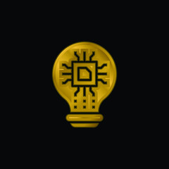 Artificial Intelligence gold plated metalic icon or logo vector