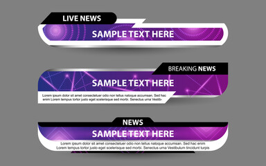 Wall Mural - set collection vector of broadcast news lower thirds template layout design banner for bar headline 