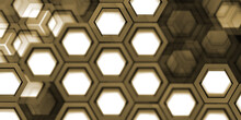 Technology Background Hexagon Abstract Brown White 3d Illustration