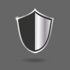 Metal shield isolated on grey background