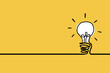 Light bulb with doodle line hand draw on yellow background, business ideas concept, flat design, Vector illustrations. 