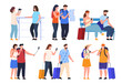 © Vikivector - Set couple and friend tourists on summer vacation vector illustration man woman traveling together