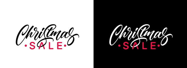 Wall Mural - Christmas Sale text design. Typography design for banner, poster, tag, flyer. Xmas sale handwritten lettering. Discount calligraphic text design.
