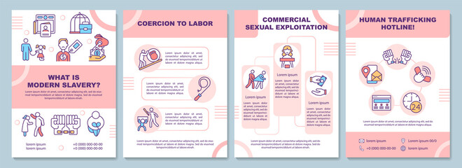 Wall Mural - types of modern slavery and exploitation brochure template. flyer, booklet, leaflet print, cover des