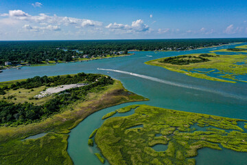 Wall Mural - above inlet in the summer along the coast