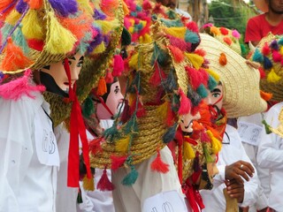 traditional mexican chicahual masked men